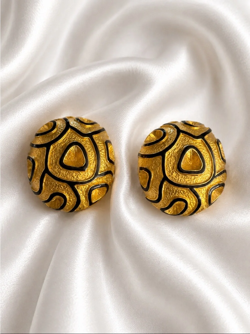 Gold Textured Dome Clip-On Earrings